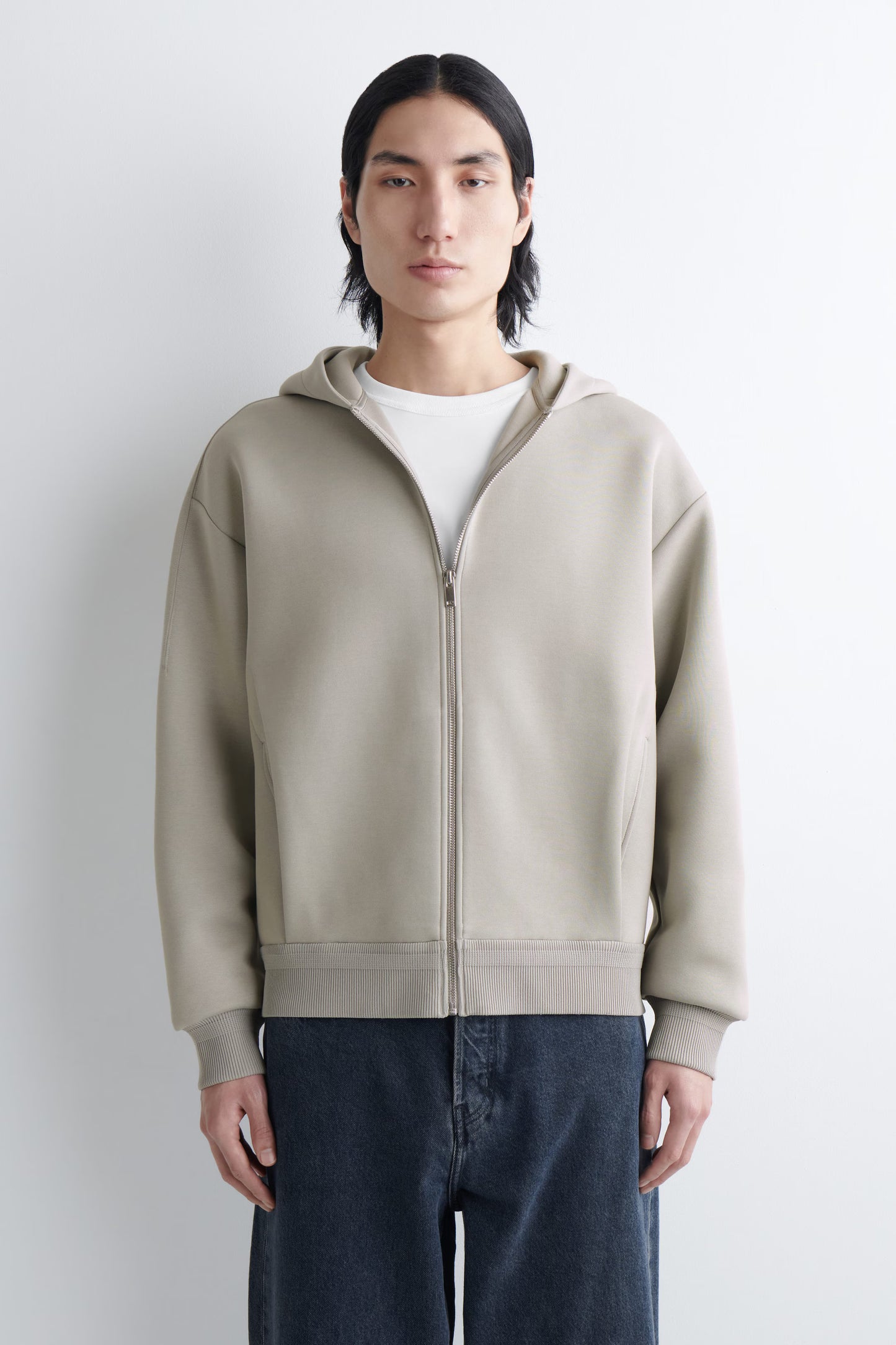 PIQUÉ ZIP-UP HOODIE