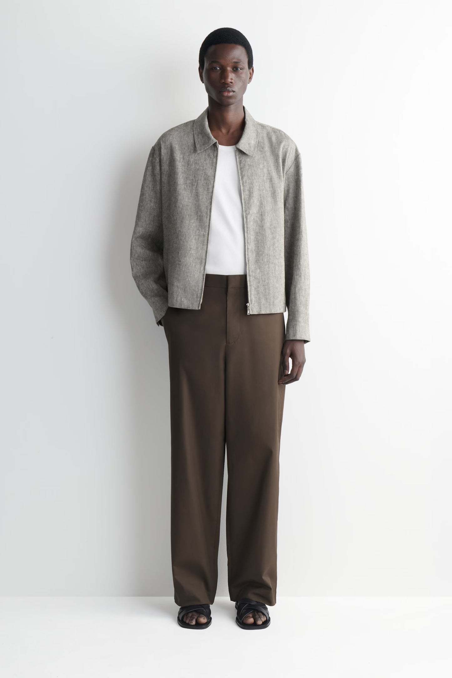 COTTON WIDE-LEG PANTS