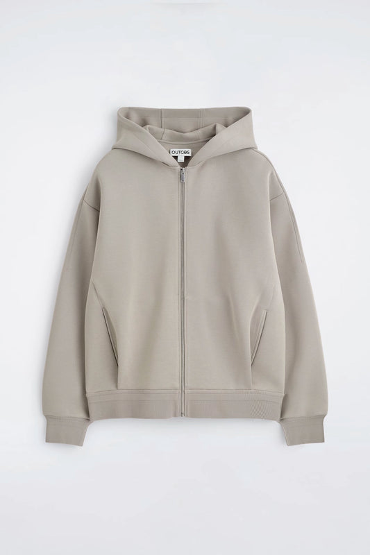 PIQUÉ ZIP-UP HOODIE